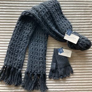 Hand Knit Scarf and Gloves Set